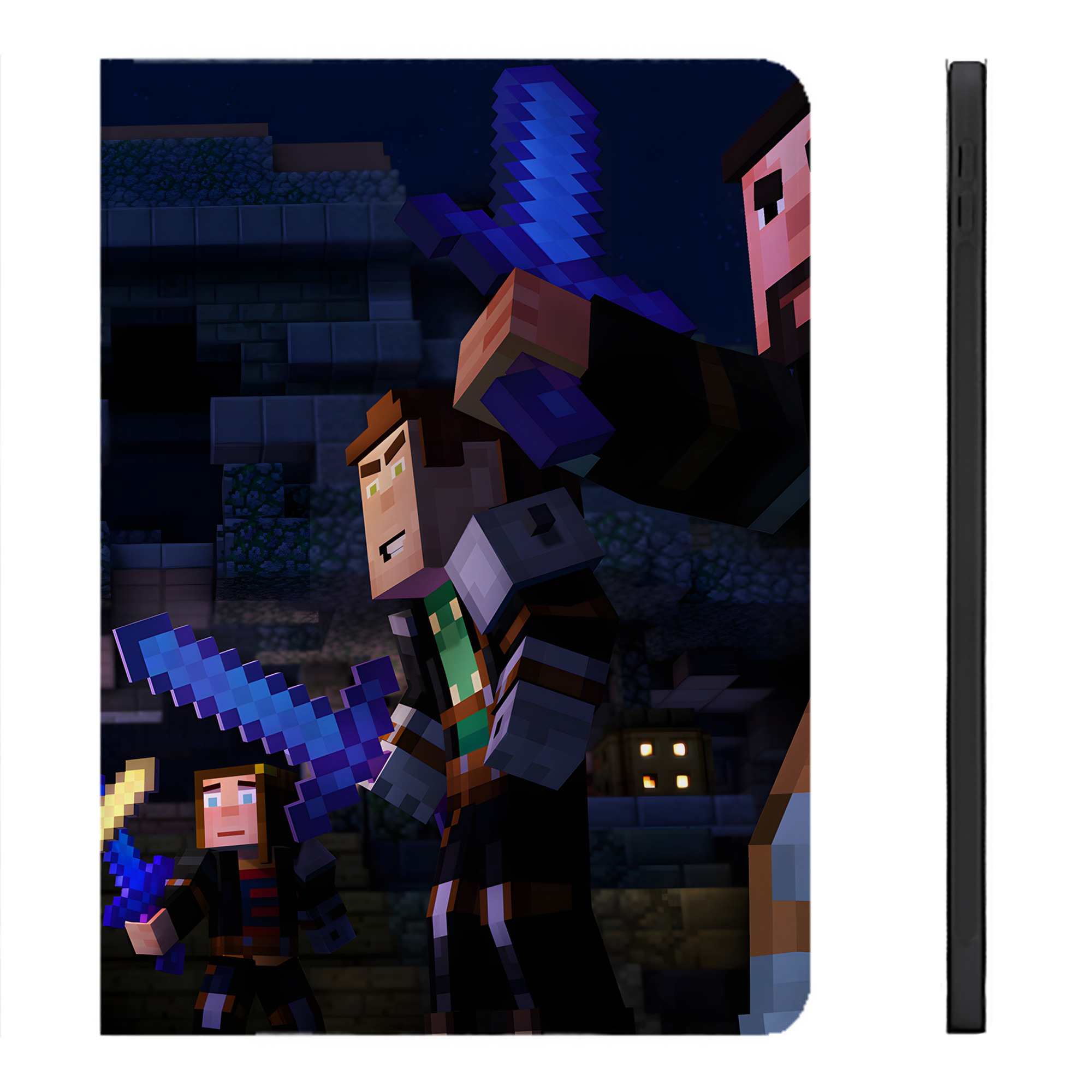 （画像用） マインクラフト ブロックの世界 Minecraft MC Block world IPadケース ペンホルダー付き ブックスタイルデザイン